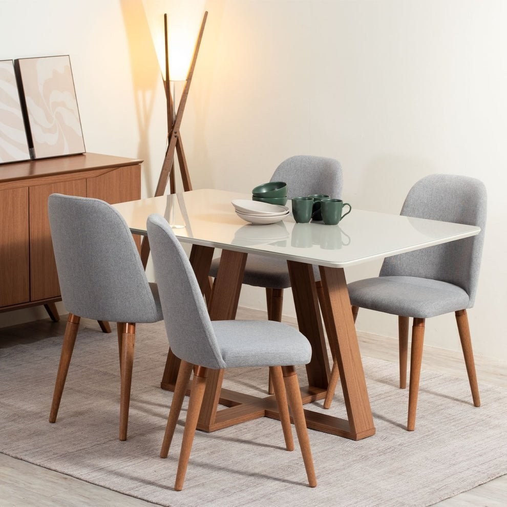 Conjunto de Jantar Mesa com Vidro Avena 4 Cadeiras New Drop — foto 1